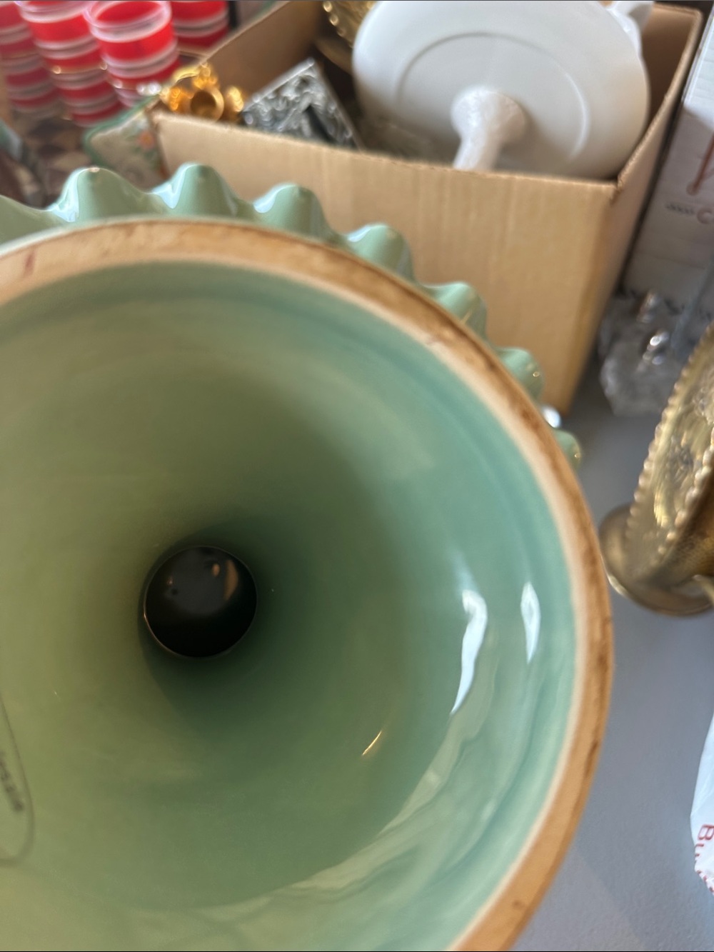 Turquoise Ruffled Ceramic Serving Platter - Home Kitchen - Picture 3 of 4